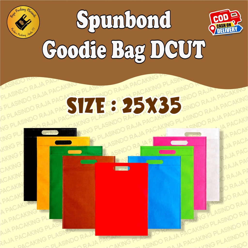 Goodie Bag Tas Spunbond Plong DCUT Uk 25x35 Tebal 75gsm Tas Souvenir tas nikahan tas laken spunbond godie bag