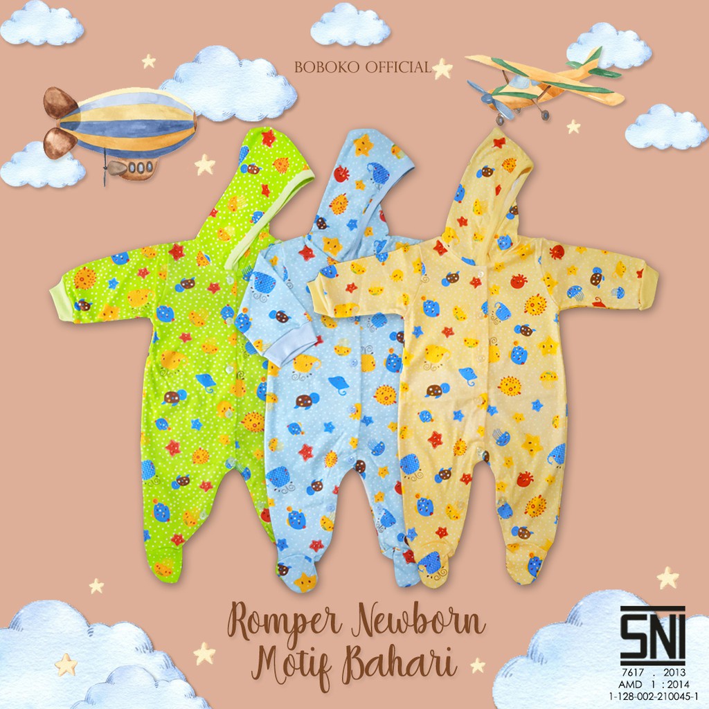 BOBOKO BAJU JUMSUIT BAYI  LENGAN TUTUP MOTIF RANDOM