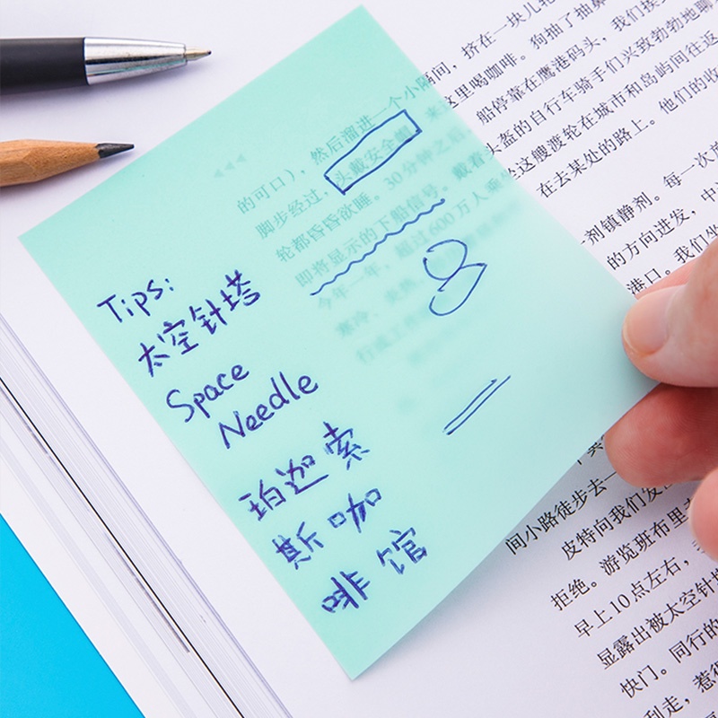 50 Lembar Sticky Notes Transparan Tahan Air