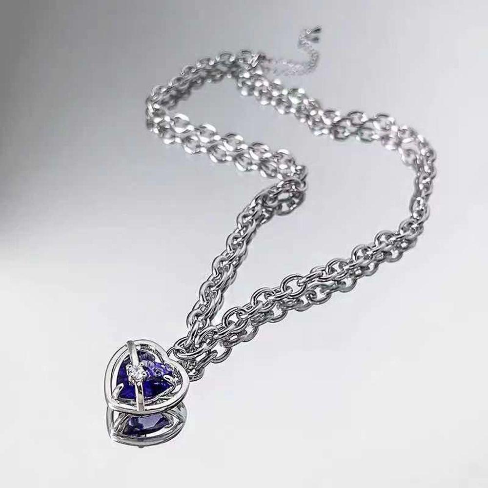 Mxbeauty Cinta Kalung Kristal Kreatif Gadis Keren Hadiah Rantai Y2K Anti Karat Gaya Korea Necklace