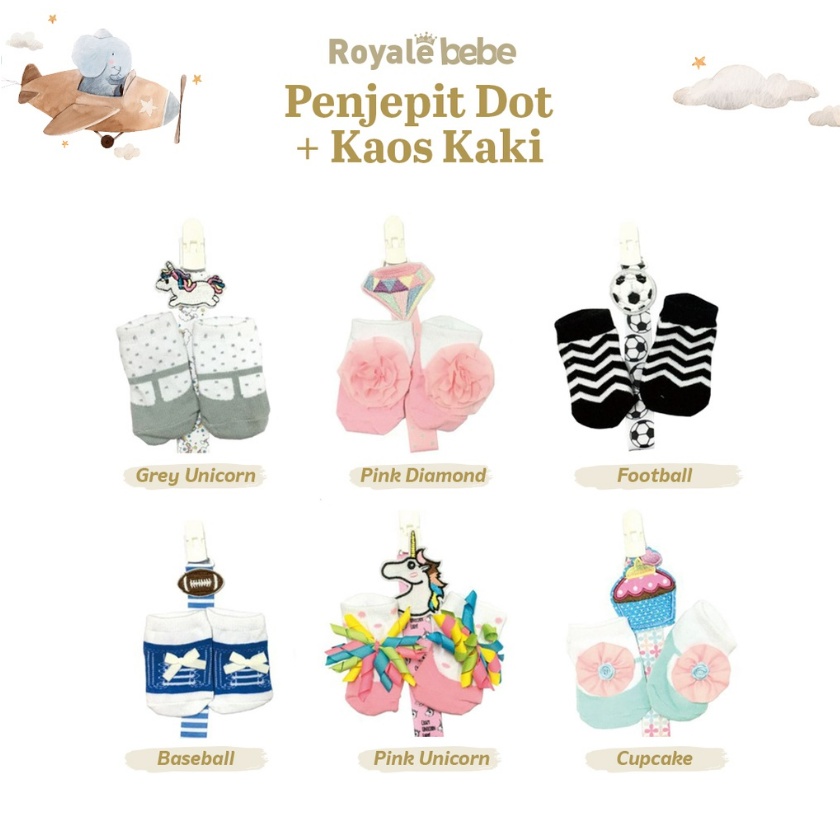 Royale Bebe Penjepit dot + kaos kaki Klip Dot Kaos Kaki Set Lucu CBKS