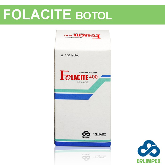 Folacite Asam Folat  Folic Acid 400 MG - Botol 100 Tablet