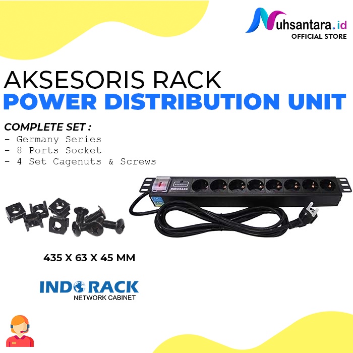 Power Distribution Outlet 8 Soket PDU8G Rack Server Indorack PDU 8 Outlet