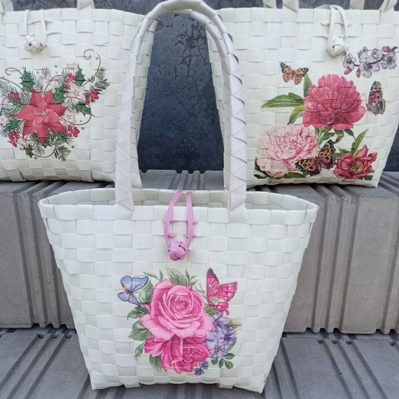 tas anyaman embos mini tinggi 22,tas hampers, tas decoupage, tas wanita , tas cantik