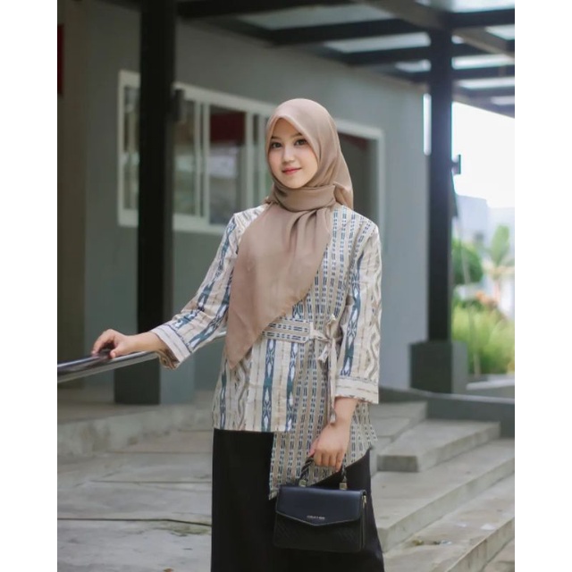 tey-17 Batik wanita ASJ SA HRB026 Kenongo Kemeja Tosca Pendek