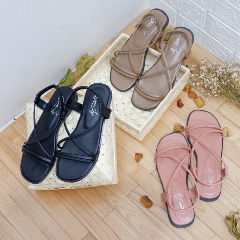 EVELYN - Sandal tali Sepatu Sandal wanita Leather premium