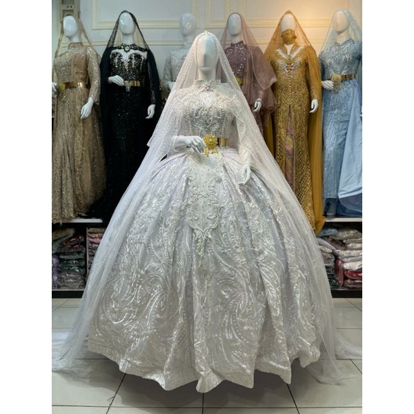 GAUN PENGANTIN MEWAH PAYET MUTIARA/WEDDING DRESS