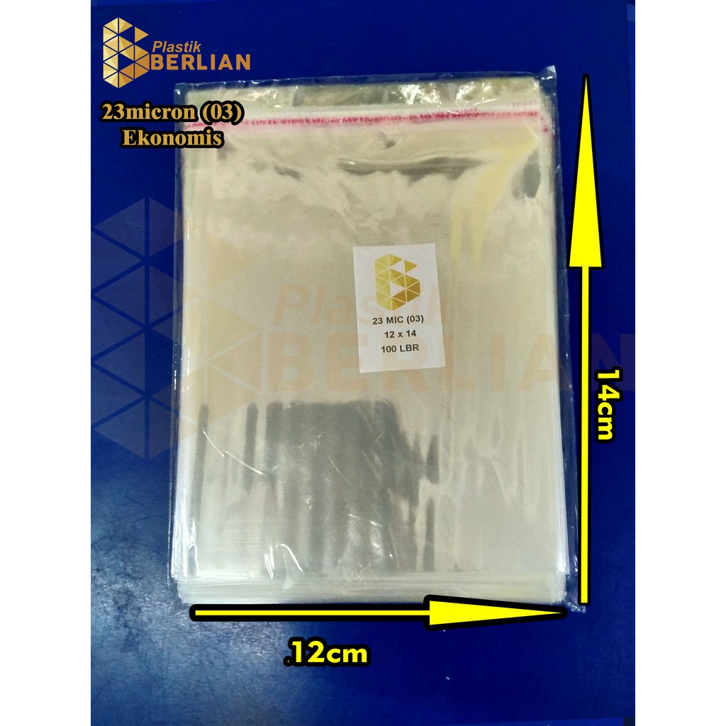 

12 x 14 cm Plastik OPP EKONOMIS 23micron (100 lbr) (lem/seal)