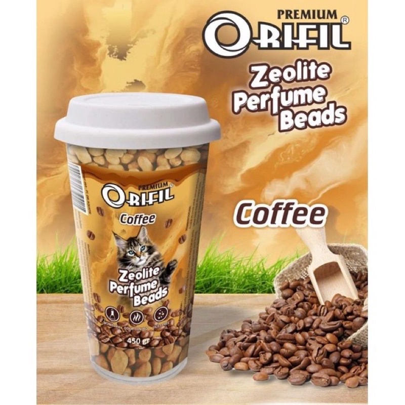 ORIFIL ZEOLITE PARFUM BEADS COFFE PENGHARUM PASIR DAN PEWANGI PASIR LITTER BOX Perfume POOP