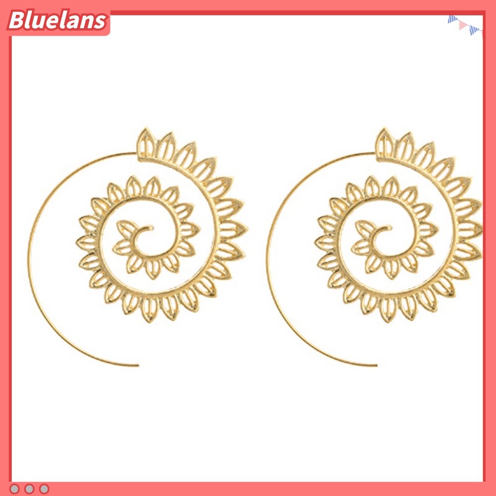 Bluelans Spiral Alloy Water Drop Shape Party Hoop Earrings Fashion Lady Eardrop Jewelry