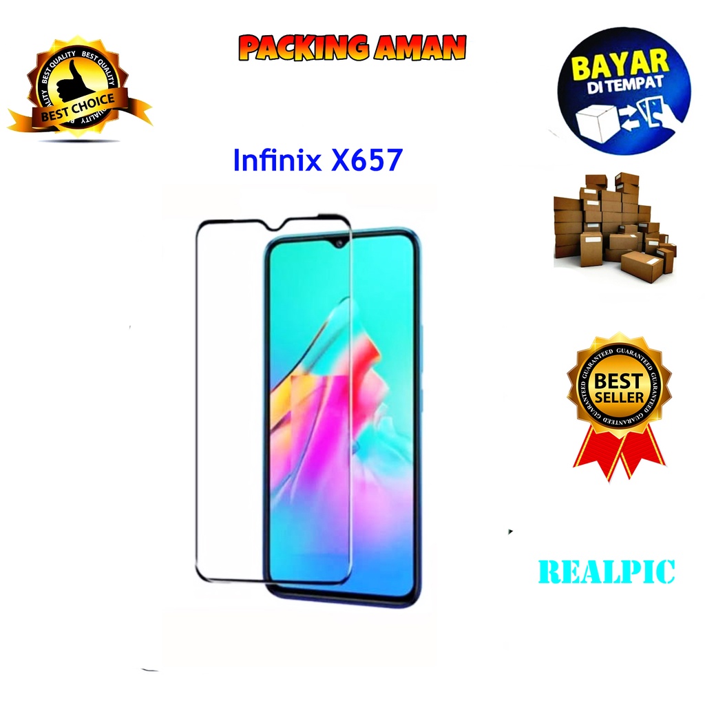 Tempered Glass Infinix X657 Full Cover / Full Screen Protector Anti Gores