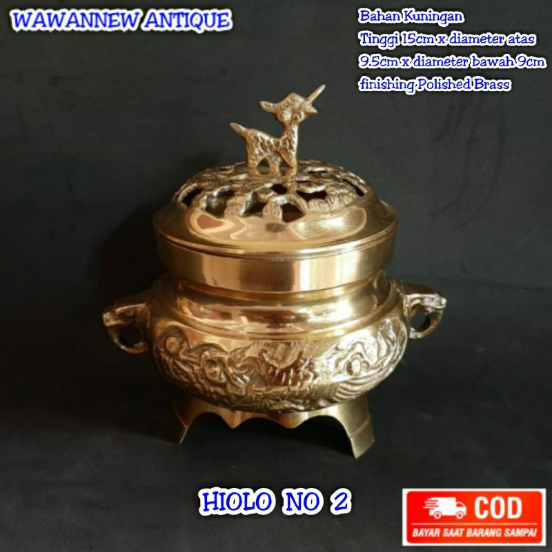 Tempat Bakar Dupa Buhur Kemenyan Bokor Hio Lo Dupa Kuningan Antik Murah