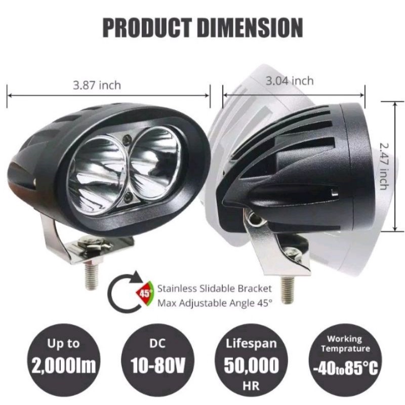 Lampu tembak sorot cwl cree owl 2 mata 20 watt worklight motor / mobil