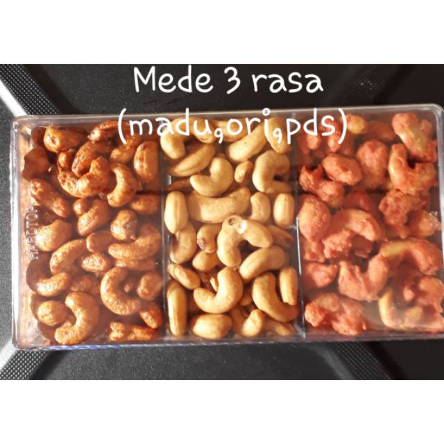 

Kacang mede toples 3 rasa (ori,pedas, madu)