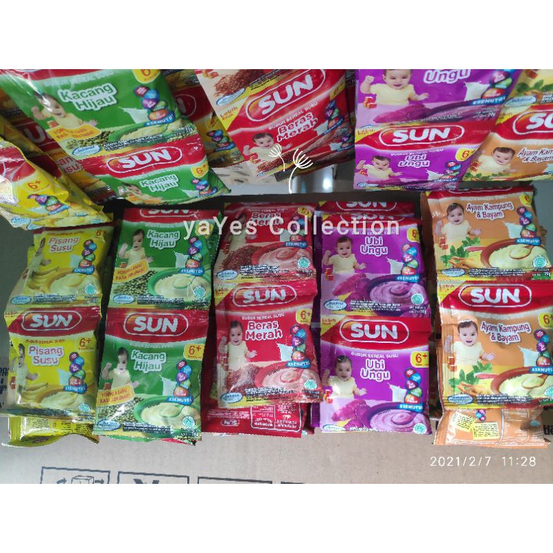 SUN bubur lanjutan TIM instant Ayam bayam ubi ungu pisang susu 6+ bln makanan Rencengan sachet 20g