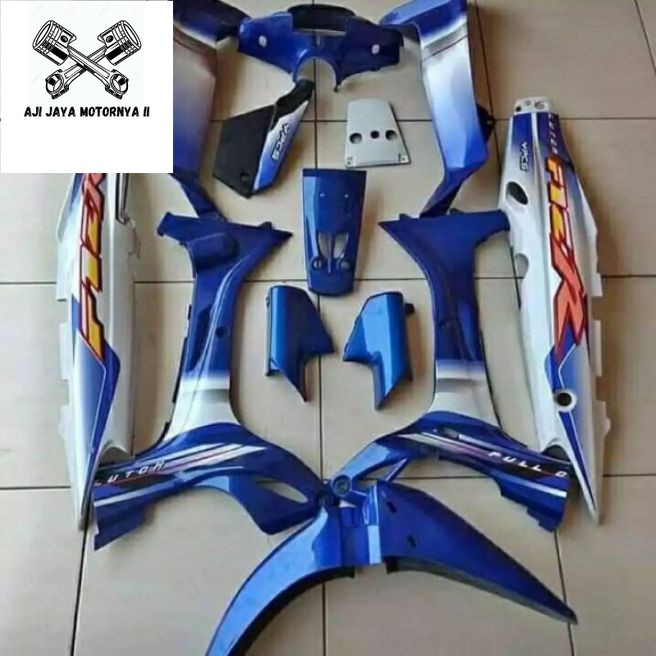 full set body halus yamaha fizR biru putih plus steriping