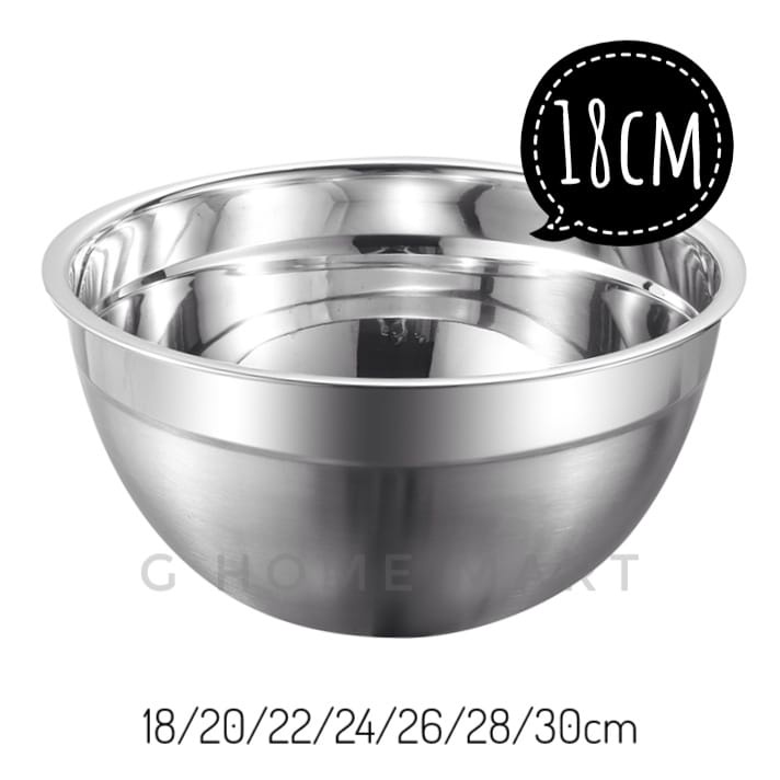 Mixing Bowl 18 cm/ Mangkok Baskom Adonan Stainless Steel