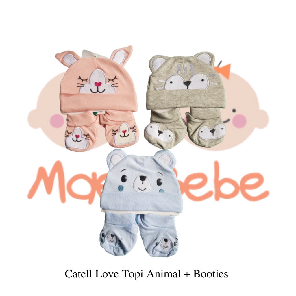 Catell Love Baby Hat + Booties Topi Bayi Set Sarung Kaki