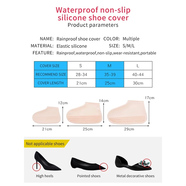 Cover Sepatu Karet Silicone Anti Air Sarung Pelindung Waterproof Silikon Shoes boots sendal kaki