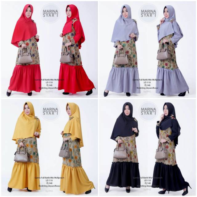 Gamis batik Marina syari plus khimar