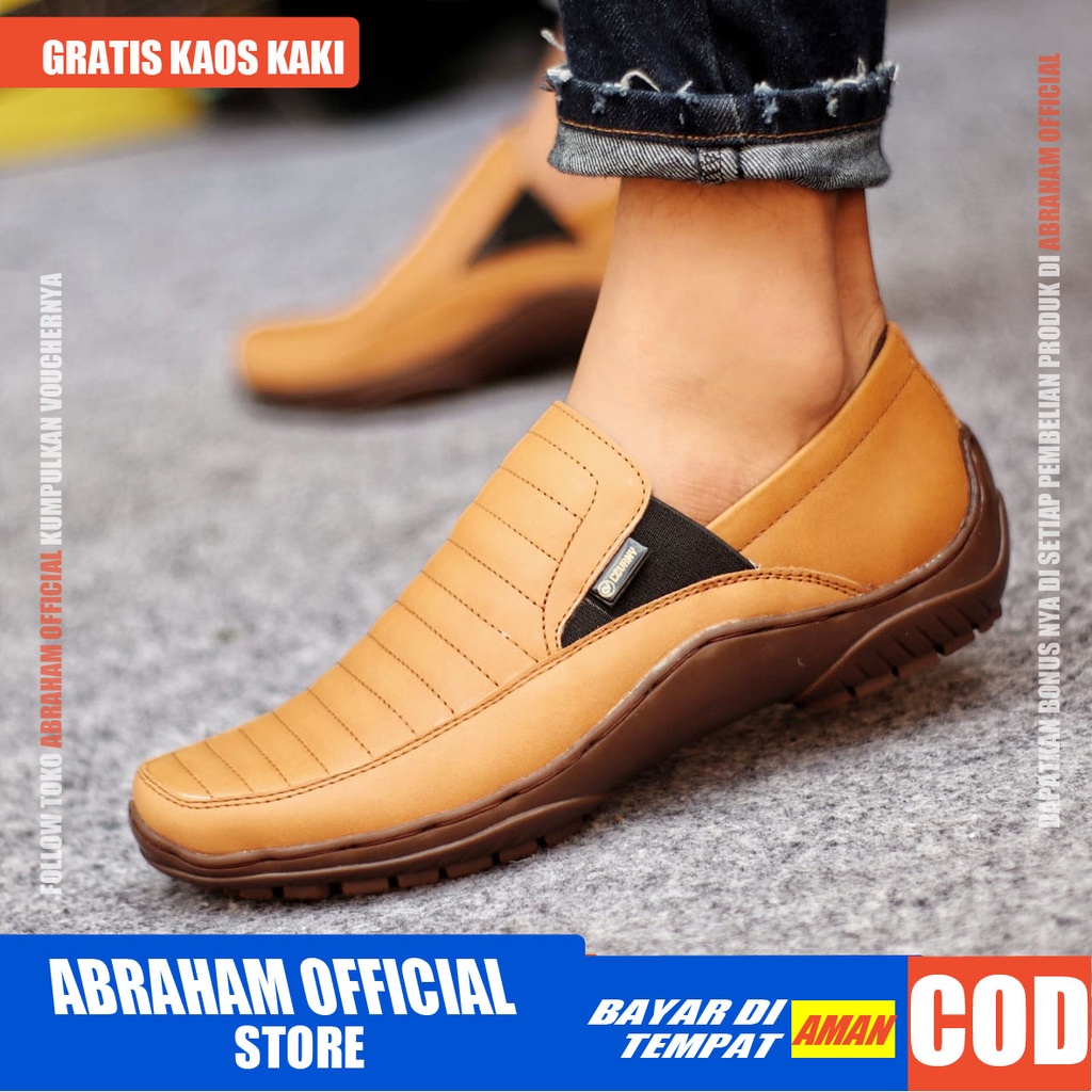 ABRAHAM Sepatu Slip On Kulit Asli Selop Kerja Pria