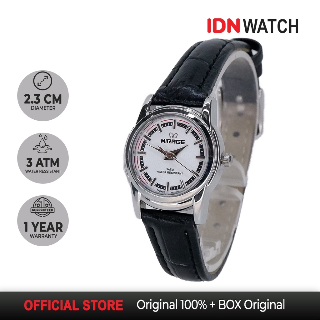 Jam Tangan Fashion Cantik Wanita Mirage Casual Strap Kulit Anti Kerut Original Miragewatch Type A B 
