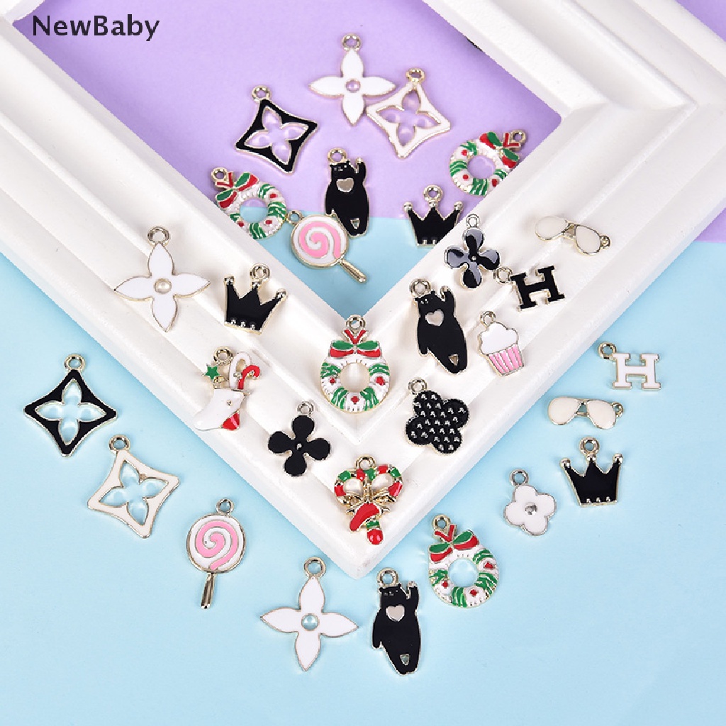 NewBaby 30Pcs/Set Mixed Style Alloy Enamel Charms Bracelet Pendant DIY Jewelry Findings ID