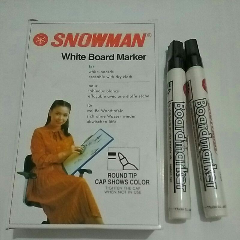 

spidol papan tulis white board snowman bg-12 warna hitam harga murah