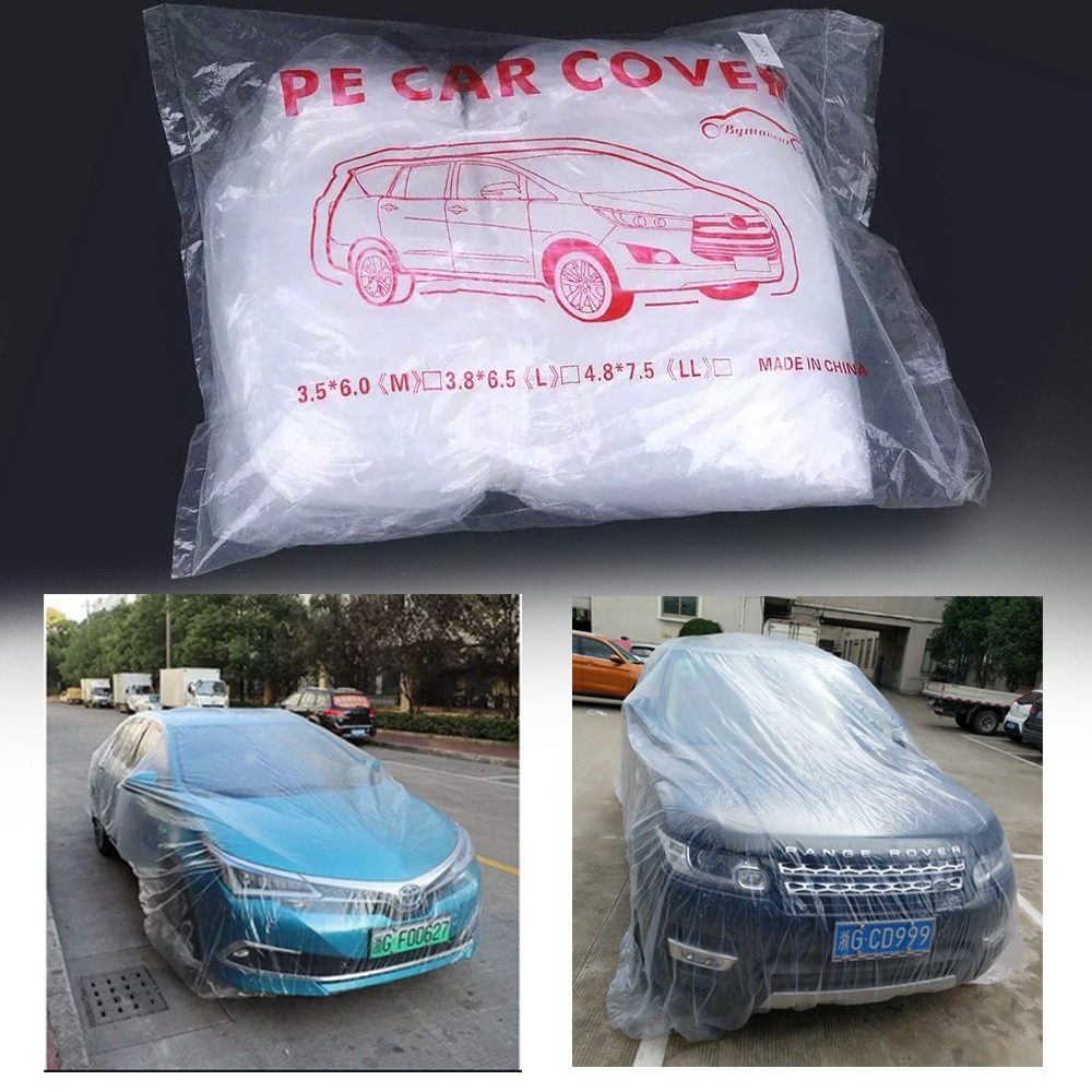 PeCar Cover Plastik Sarung Penutup Mobil Transparan TahanAir Anti Debu