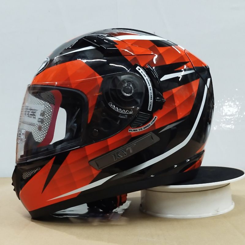 Kyt K2 RIDER- Modif paket Ganteng Redbull Helm full face Solid white double visor/helm dua kaca original-Standar Diamon red
