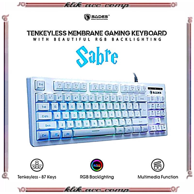 Keyboard gaming sades sabre TKL RGB Backlight Membrane