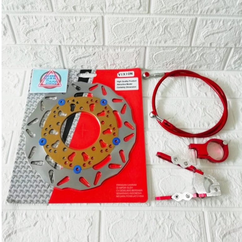 Paket Piringan Cakram Depan Variasi + Kleman Selang Cnc + Selang Rem Depan = Yamaha Vixion Old & New