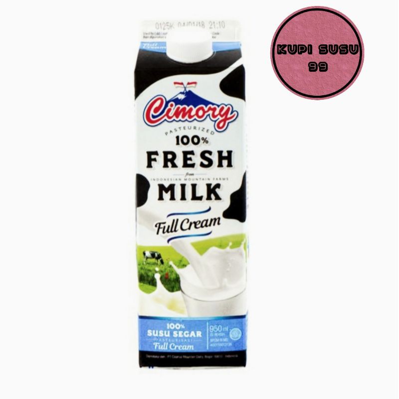 susu fresh milk cimory 1 liter / 950ml full cream plain