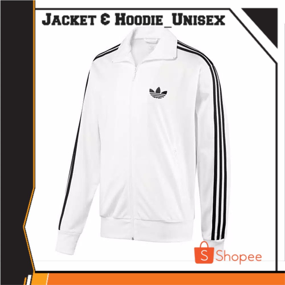 Jaket Adidas Tracktop Firebird pria - Putih Strep Hitam Polyster