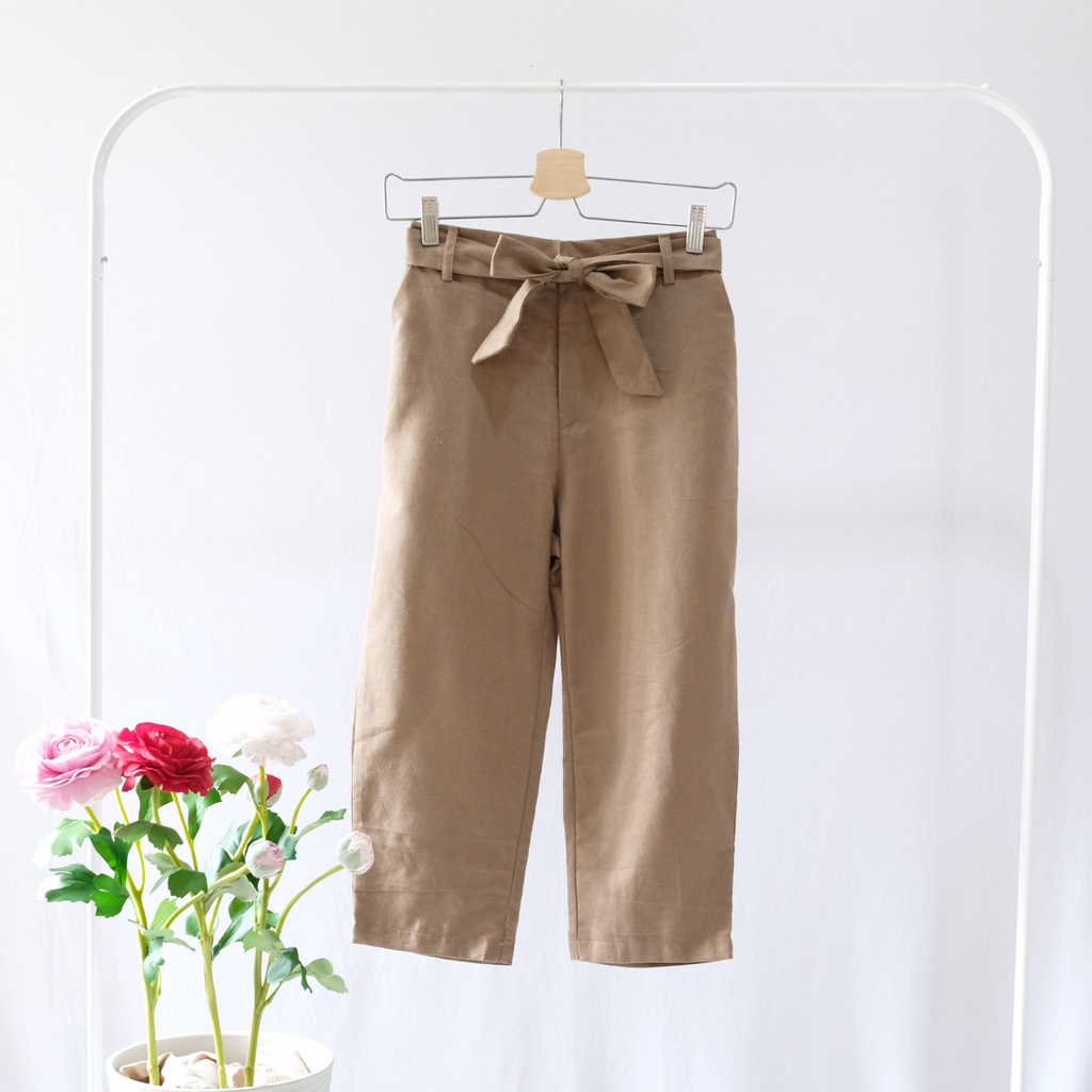 CELANA BAGGY PANTS WANITA CASUAL FORMAL PREMIUM CREAM COKLAT