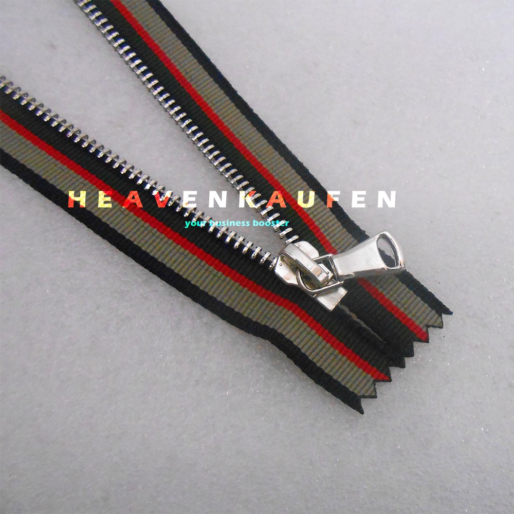 Resleting Zipper 25 cm / 10 inch Kain Strip Warna Gigi Silver Harga Per Biji