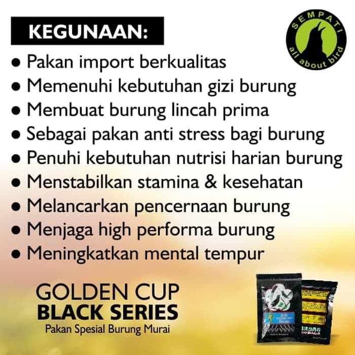 Golden Cup Hitam Pakan Pur Burung Murai Shopee Indonesia