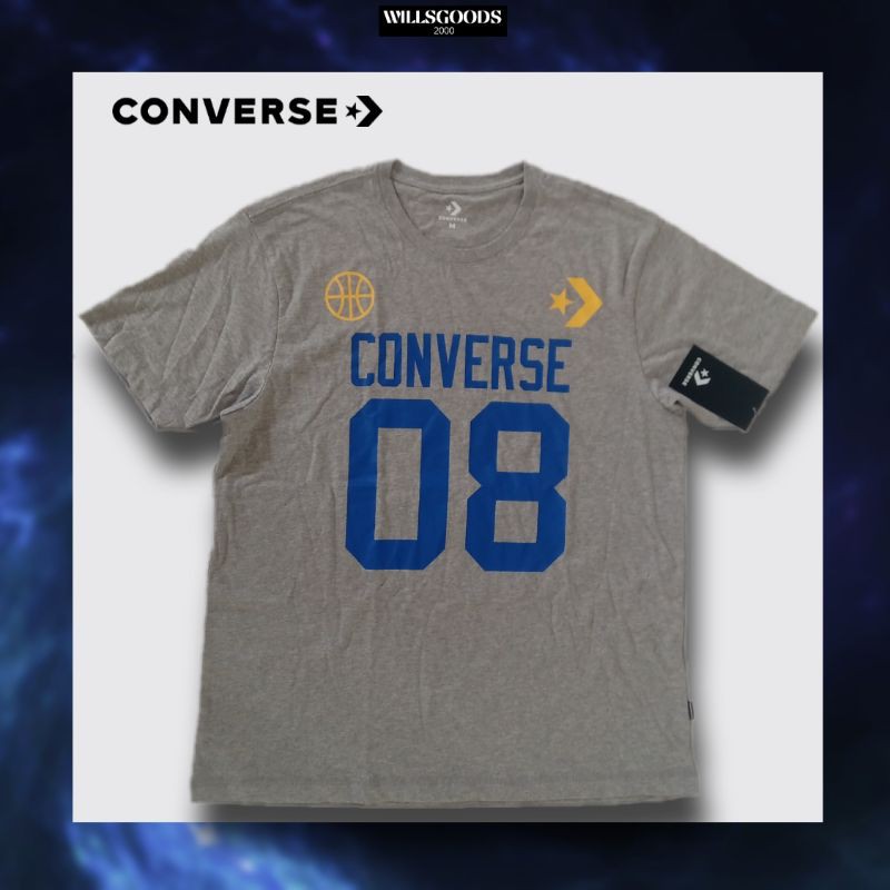 Converse Original Tshirt Grey Con Basketball Theme Tee Kaos Men's Sport Station