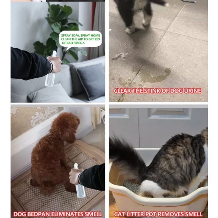 250ml Penghilang Bau Pesing Pipis &amp; Kotoran Anjing Kucing Kelinci Hamster Tikus dan Hewan Liannya Penghilang Baukandang Litter Box Pasir Sebagai Disinfektan Pet Odor Remover Ampuh Wangi