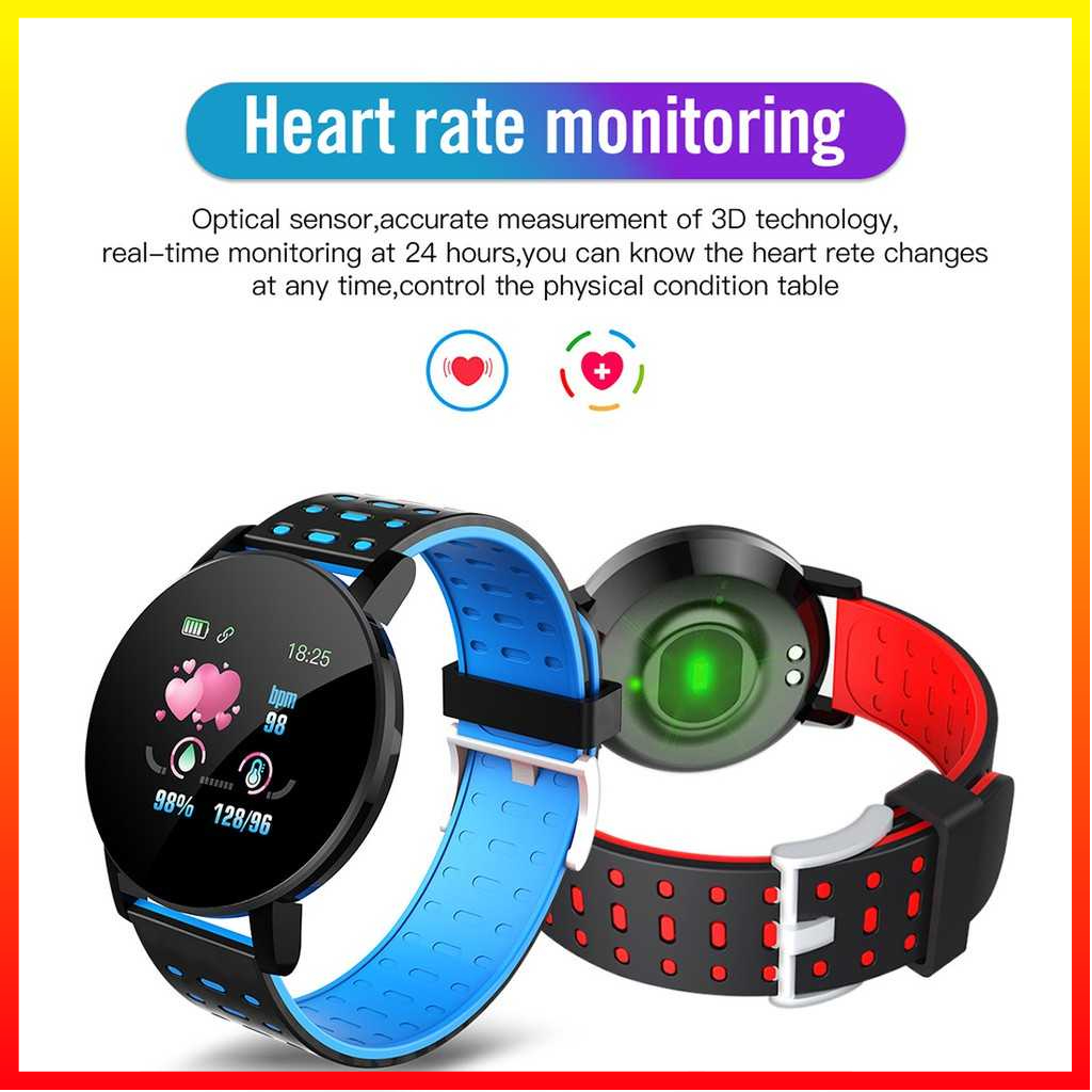 Jam Tangan Smartwatch Sport Fitness Tracker Heart Rate Phone Notification IP67 Waterproof - SKMEI 119 Plus - EMSM1QBK