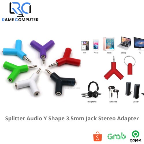 Splitter Audio Y Shape 3.5mm Jack Stereo Adapter