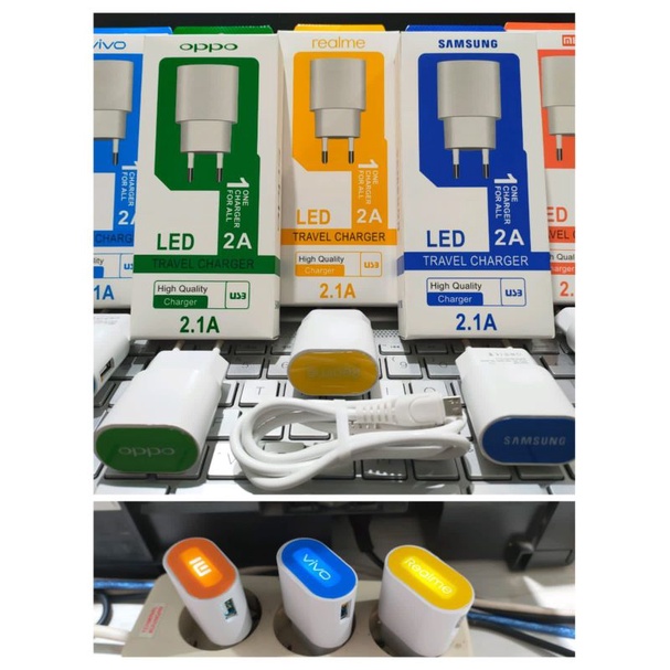 PROMO TC/CHARGER LED BRANDED S-100 1USB 2.1A PLUS KABEL MICRO USB RG-OFFICIAL STORE
