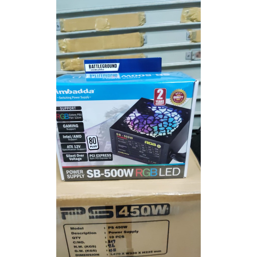 PSU Simbadda 500w 80+ RGB / Power Supply Simbadda 500w RGB 80+