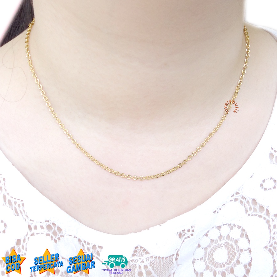 Lovelybutik Kalung Titanium Anti Karat Rantai Kalung Anti Hitam Kalung Anak Titanium Model Rantai Nori Donat Ukuran 35 Cm