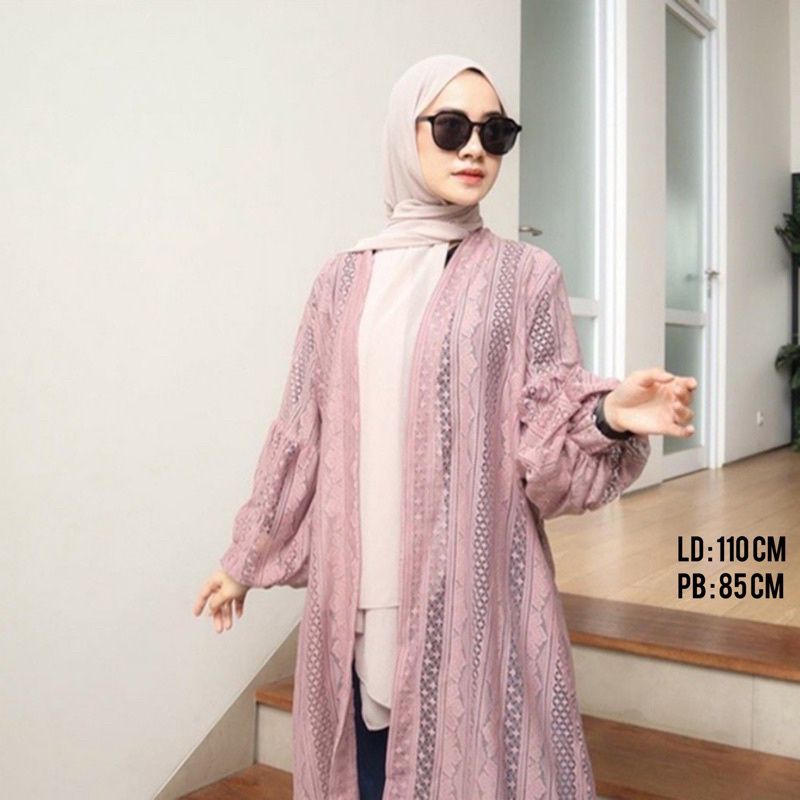 KARDIGAN BRUKAT LENGAN BALON/PROMO LONG OUTER BRUKAT-1