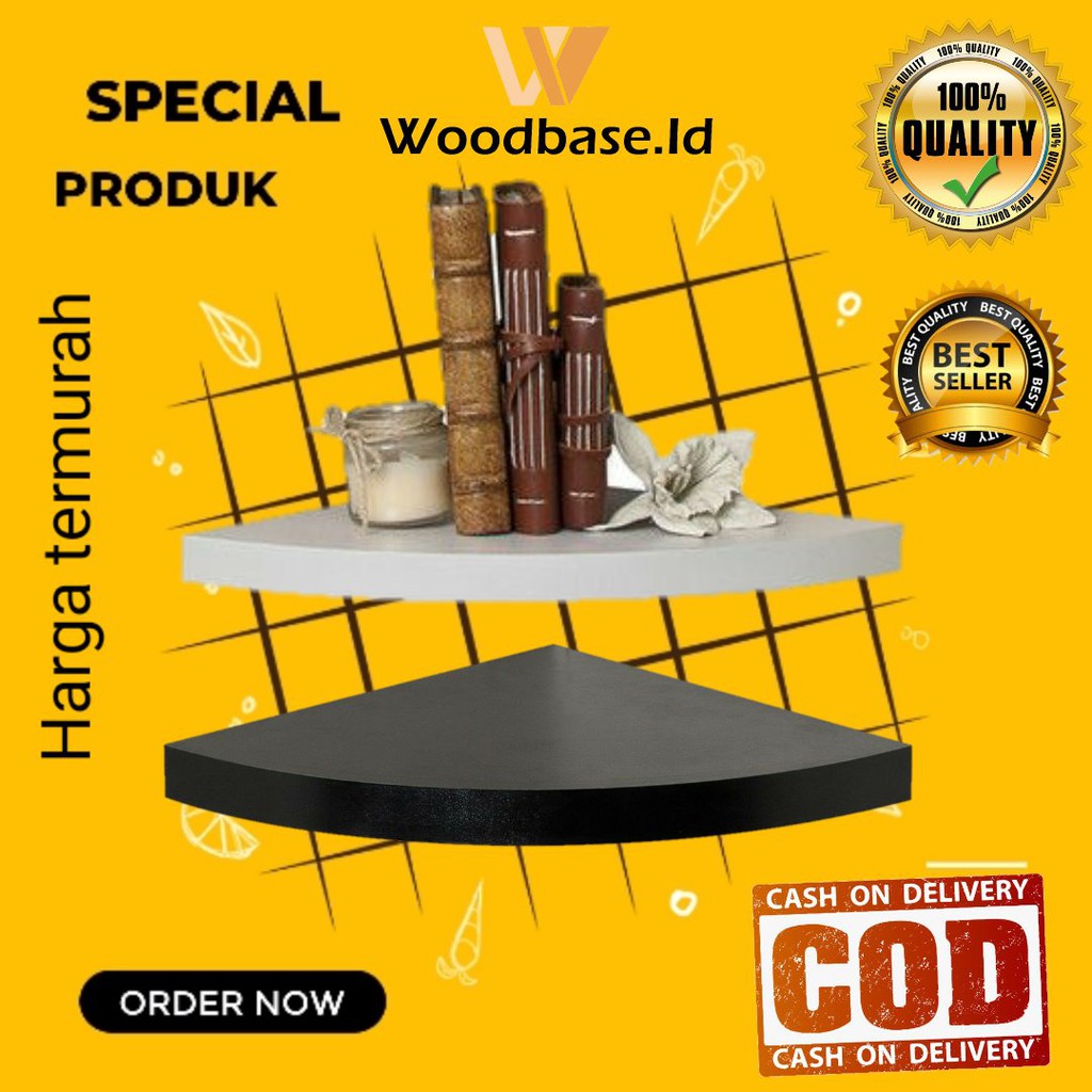PROMO 3 BUAH RAK SUDUT 30cm / rak sudut ambalan / rak gantung / rak tempel / rak kayu jati