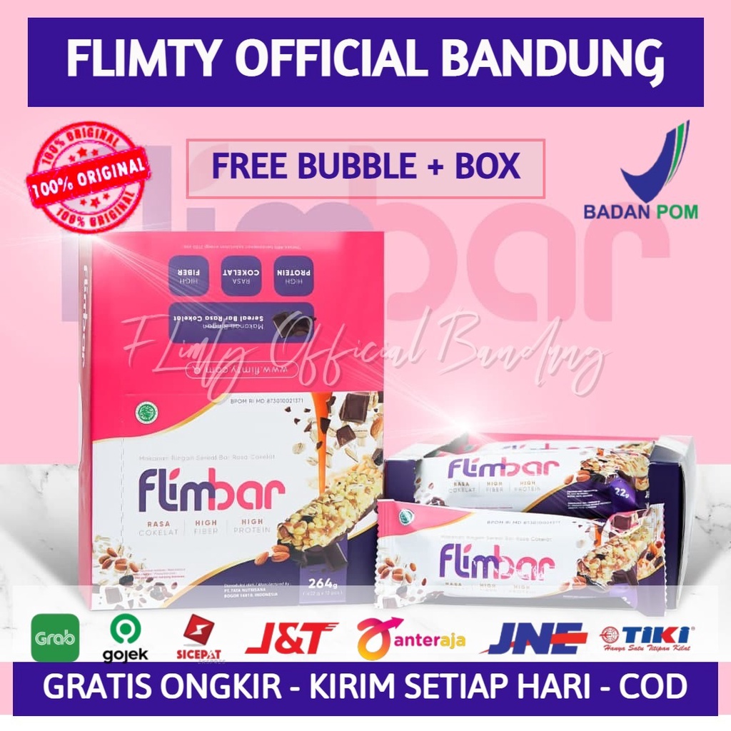 Flimbar Flimty 1 Box 12 Sachet Sereal Diet Rasa Cokelat Bandung BPOM