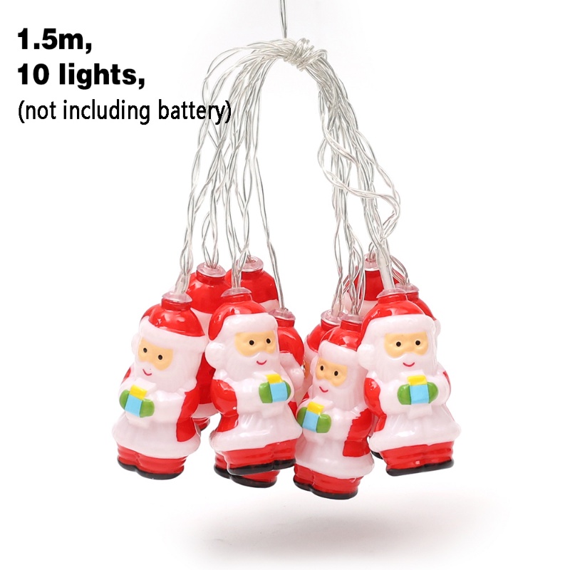 Lampu String LED 1.5 / 3M Bentuk Kartun Santa Claus Untuk Dekorasi Pohon Natal