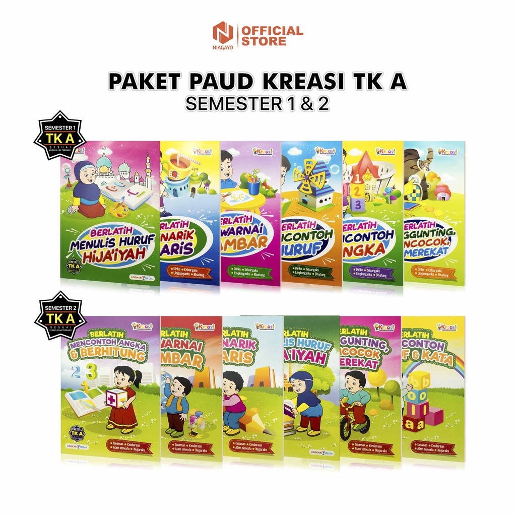 Buku Anak TK PAUD / Paket PAUD 6 Buku Kreasi TK A Semester 1 Dan Semester 2 Sesuai Kurikulum Terbaru