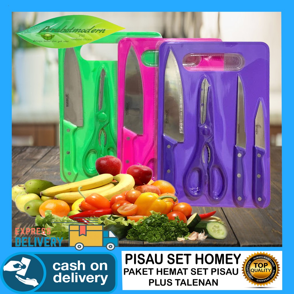 TALENAN SET PISAU Plus GUNTING X278 / Pisau Homey Set | Shopee Indonesia